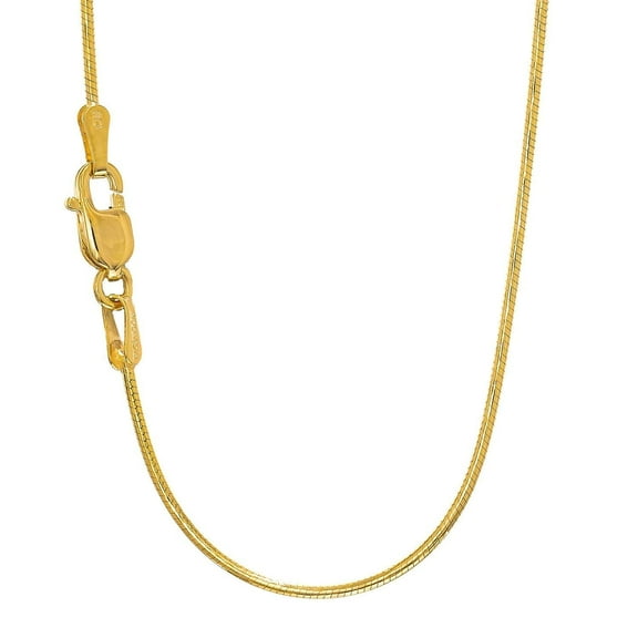 JewelStop 14k Solid Yellow Gold 0.9 mm Round Snake Chain Necklace, Lobster Claw Clasp - 16 Inches, 3.4gr.