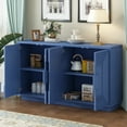 thumbnail image 7 of TrumanPick Buffet Cabinet with Storage 4 Doors Adjustable Shelves Sideboard Credenza Storage Cabinet for Kitchen Wooden Fluted Cabinet for Living Room Dining Room - Navy Blue, 7 of 7