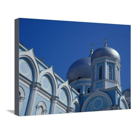 Uspensky Cathedral (Blue and White Domed Greek Orthodox Church, Uspensky Cathedral, Odessa, Ukraine Stretched Canvas Print Wall Art By Cindy Miller)