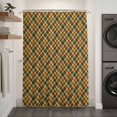 thumbnail image 2 of Green Orange Checkered Shower Curtain - Water Repellent Fabric Shower Curtains Washable, Classic Buffalo Plaid Decorative Polyester Cloth Bathroom Curtains Modern Bath Decor 36"x72", 2 of 4