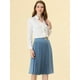 thumbnail image 2 of Falda plisada de cintura alta Allegra K hasta la rodilla retro para mujer Azul polvoriento M, 2 of 5
