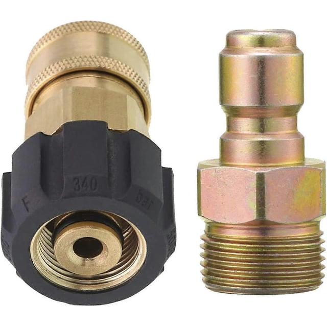 Pressure Washer Adapter, 9.5mm Quick Connect Kit, M22 14mm to M22, Metric Fitting 5000 PSI
