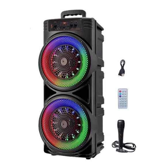 golytefs Bluetooth-compatible Speaker Loud Boombox with Double Subwoofer Deep Bass Lights