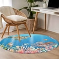 thumbnail image 4 of Blue Turtle Coastal Round Area Rug 3.3Ft Washable Circle Rugs for Dining Room Table, Nautical Summer Beach Coral Octopus Jellyfish Non-Slip Carpet Floor Mats Indoor Outdoor Carpet Runner Home Decor, 4 of 8