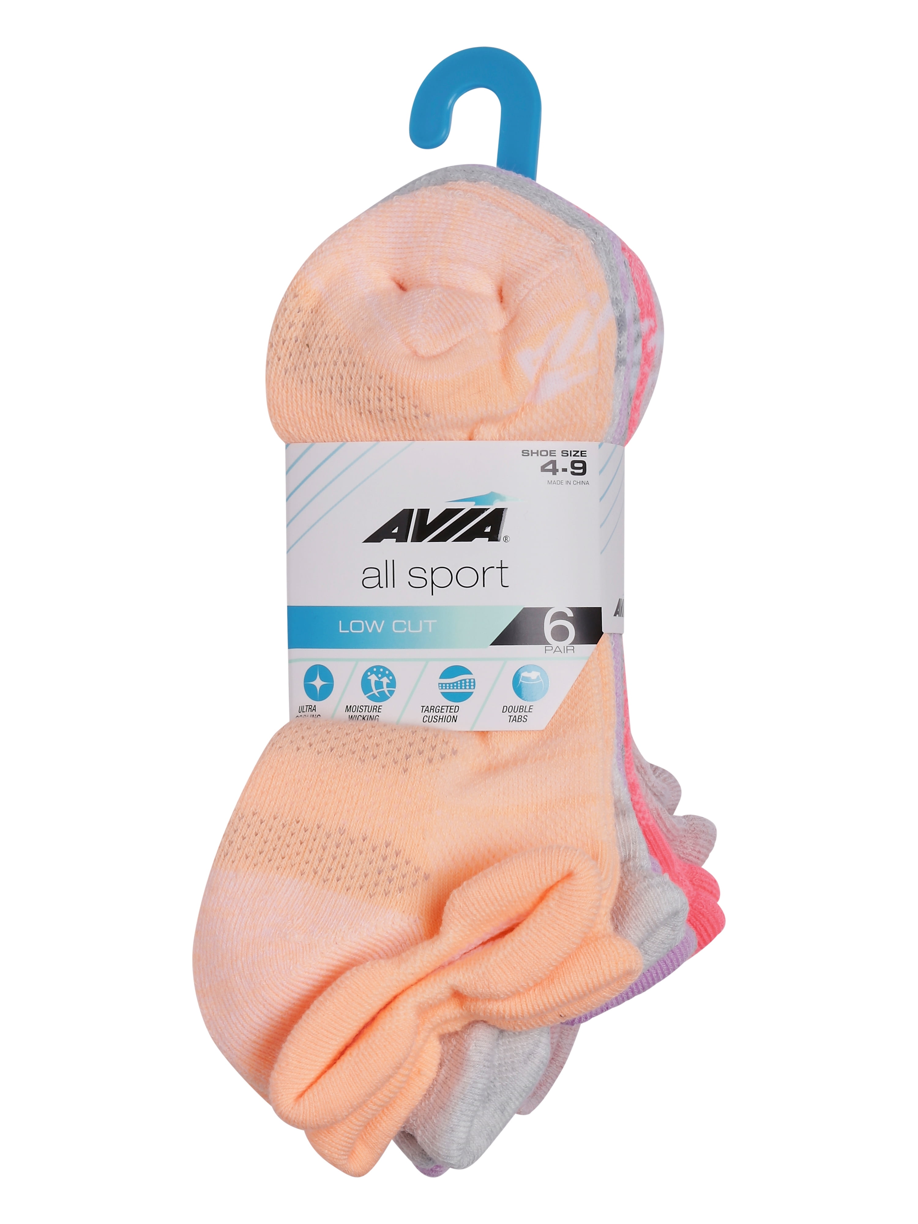 Avia Women's All Sport Cushion Low Cut Socks with Tabs, 6-Pack