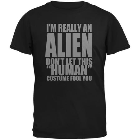 Costume Black Adult T-shirt - Halloween Human Alien Costume Black Adult T-Shirt