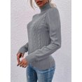 thumbnail image 2 of Long Sleeved Women Fall Winter Turtleneck Slim Sweater Solid Casual Knit Pullovers, 2 of 6
