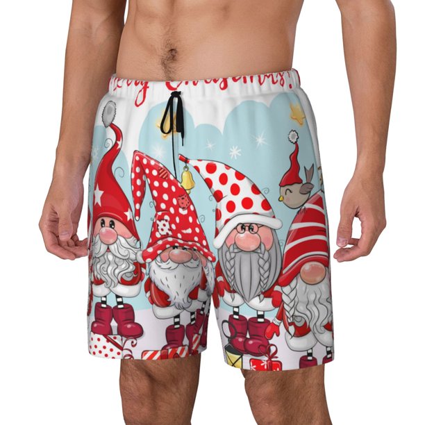 Fotbe Christmas Traje de Baño para Hombre – Shorts de Natación de Secado Rápido con Forro y Bolsillos-Large