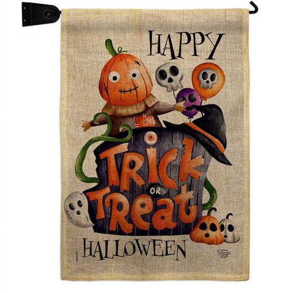 Ornament Collection GS190172-DB-04 Trick or Treat Day Falltime Halloween 13 x 18.5. in. Double-Sided Decorative Vertical House Garden Flag Set for Decoration Banner Yard Gift