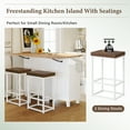 thumbnail image 3 of Harper & Bright Designs Kitchen Island Set with 2 Seatings and Drop Leaf, Farmhouse Dining Table Set with Storage Cabinet, Drawers and Towel Rack, White, 3 of 12