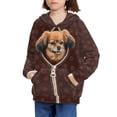 thumbnail image 3 of Xoenoiee Pullover Long Sleeve Sweater for Kids Hooded Cosy Hoodies for Fall Winter Sportwear with Kangaroo Pocket for Hiking Traveling, Vintage Papillon Dog Paw Print, XL, 3 of 7