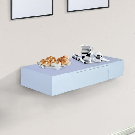 Homcom Wall Mounted Floating Storage Shelf With Deep Drawer