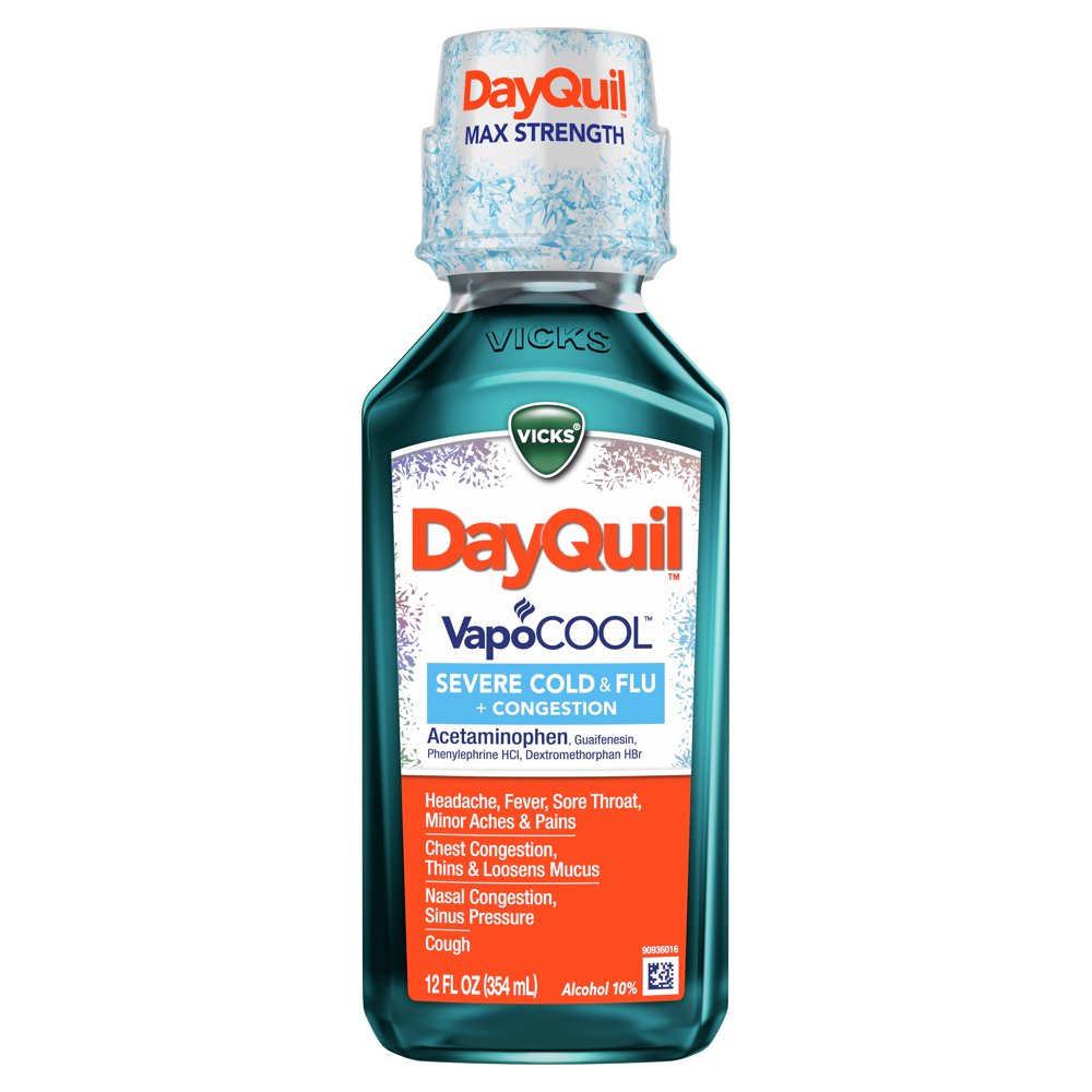 Vicks DayQuil Severe Vapocool Cold and Flu Medicine, Liquid 12 Oz