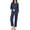 Navy Blue, variant on Ekouaer Waffle Knit Pajamas for Women Set Long Sleeve Pants Pj Henley Tops Lounge Sets Comfy Sleepwear with Pockets