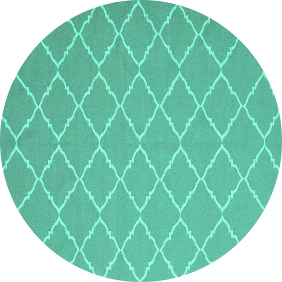 Ahgly Company Indoor Round Trellis Turquoise Blue Modern Area Rugs, 7' Round
