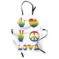 thumbnail image 1 of Pride Apron, Various in Rainbow Colors Peace Hand Signs Heart Shape Gay Community, Unisex Kitchen Bib with Adjustable Neck for Cooking Gardening, Adult Size, Multicolor, by Ambesonne, 1 of 4