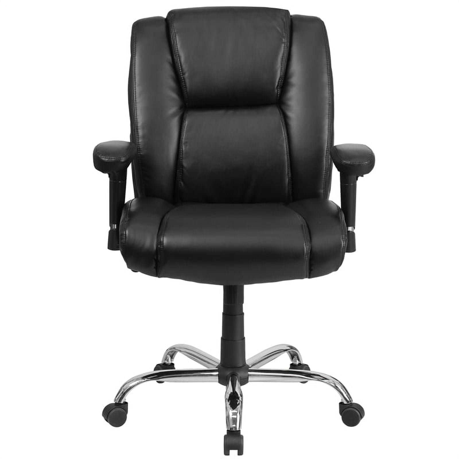 Emma + Oliver 400 lb. Big & Tall Black LeatherSoft Task Adjustable Arm Ergonomic Office Chair