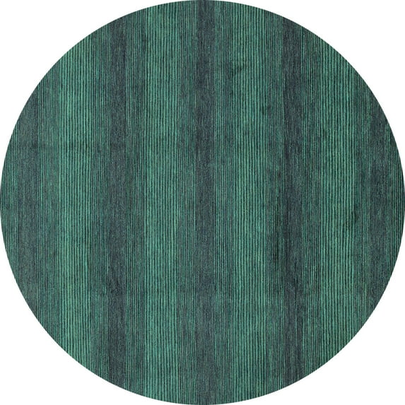 Ahgly Company Indoor Round Abstract Turquoise Blue Modern Area Rugs, 8' Round