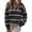 Black #083, variant on Womens Quarter Zip Striped Sweater Oversized Turtleneck Pullover Top, 2XL