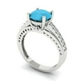 thumbnail image 2 of Solitaire with Accents Engagement Ring for Women - 2.21ct Simulated Turquoise in 18K White Gold Promise Ring, 2 of 6