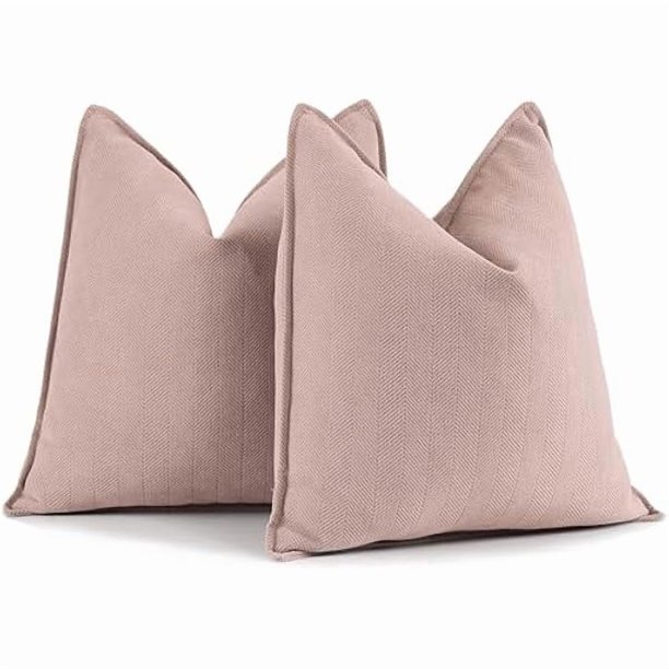 Chenchen Dusty Pink Valentine Pillow Covers 18x18 Set of 2 Chenille Throw Pillow Covers with Elegant Design Soft and Luxurious Decorative Throw Pillows for Couch, Bed, and Home Decor