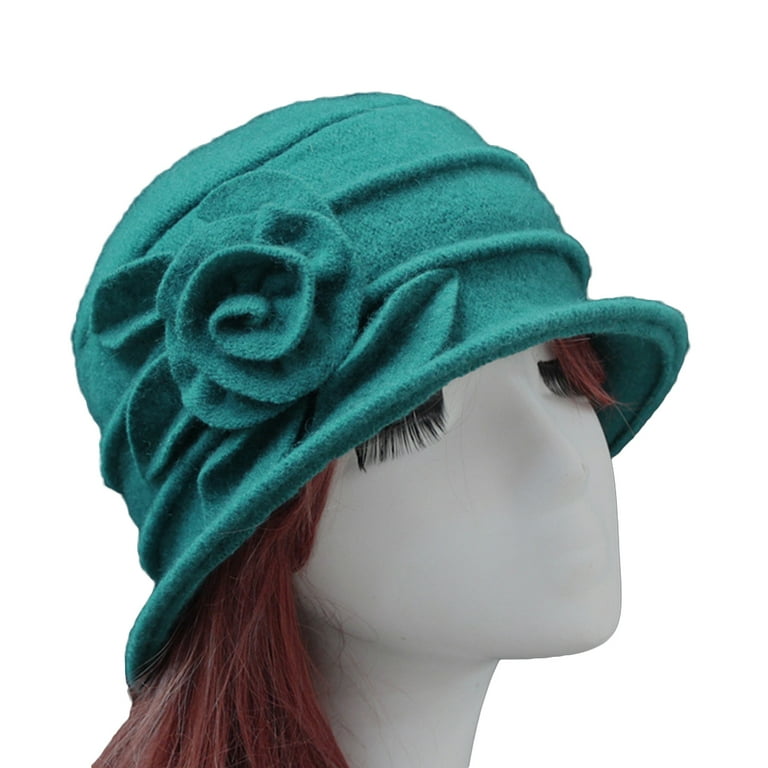 navy blue dress for baby girl Dress Choice Women's Wool Felt Bucket Hat Slouch Wrinkled Winter Warm  Beanie Cap with Flower for Formal Party