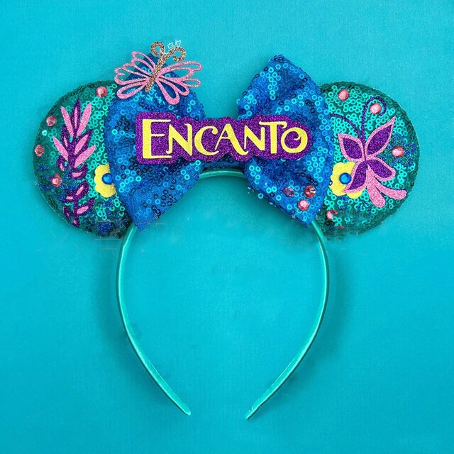 Disney Navidad Mickey Mouse orejas diadema lentejuelas lazos para el cabello para mujeres Festival diadema princesa niñas accesorios para el cabello fiesta Gao Jinjia LED