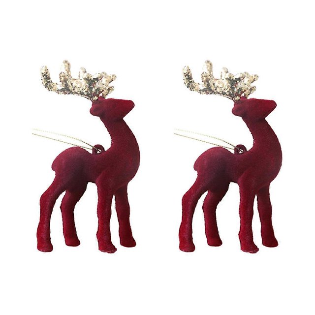 2 Red Christmas Pendant Christmas Tree Decorative Deer Ornaments