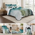 thumbnail image 6 of Queen Quilt Set 90''x96'', Teal Turquoise Lightweight Bedspread Coverlet Set with 2 Pillow Shams, Modern Abstract Minimalism Ombre Art Breathable All Season Quilt Bedding for Bedroom/Guest Room, 6 of 9