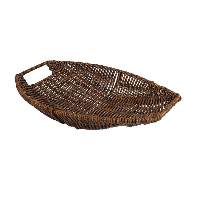 Mornei Imitation Rattan Storage Basket Vanity Tray Multipurpose Bin Home Decor Woven Basket Snack Storage for Coffee Table, Kitchen, S