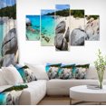 thumbnail image 1 of Turquoise Ocean Water with Rocks - Modern Seascape Canvas Artwork, 1 of 3
