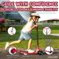 thumbnail image 3 of 3-Wheel Foldable Kids Scooter - Child Toy Scooter with Built-in LED Wheel Lights, and Easy Maneuvering Lean-to-Steer Technology (Red), 3 of 5