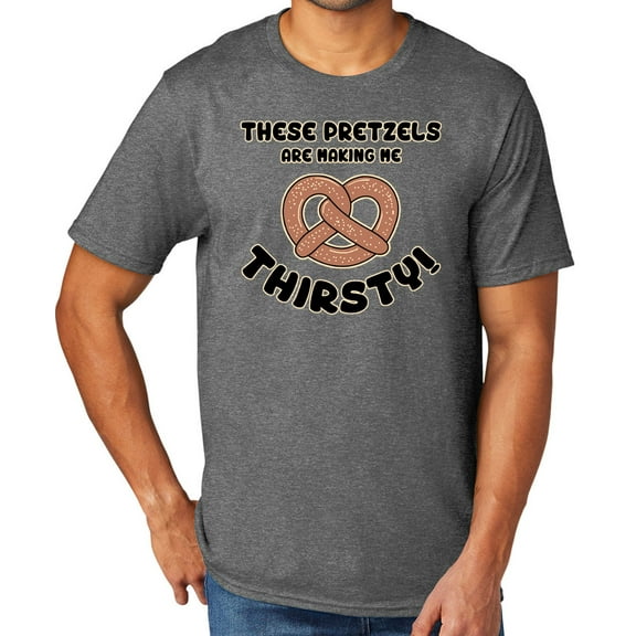 These Pretzels are Making Me Thirsty Men's TriBlend Tee Shirt, 2XL Graphite Heather