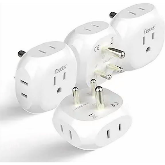 Ceptics Europe Travel Adapter Plug Set Schuko - 4 Input - Ultra Compact - Light Weight Type C, Type E/F - USA to Any Type C E/F Countries Such as Germany, France- 4 Pack (PT-9-9C-4PK),White