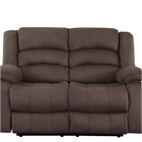 JERFIT Brown Transitional Loveseat Sofa with Lumbar Support, Microfiber Upholstery and Stainless Steel Base for Living Room