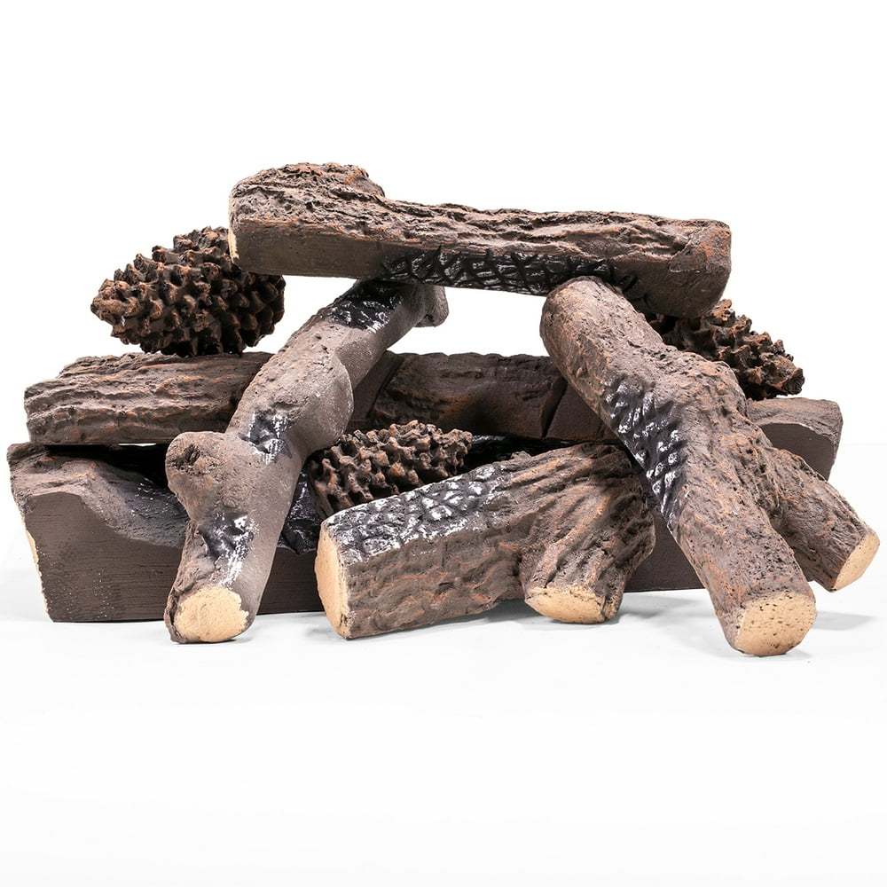 9Pieces XLarge Realistic Pine Woods Ceramic Wood Fireplace Logs Gas