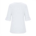 thumbnail image 4 of MeetoTime Tuniques pour Femmes Manches 3/4 Décontractées Col Rond Plissé Couleur Unie T-Shirt Pull, 4 of 6