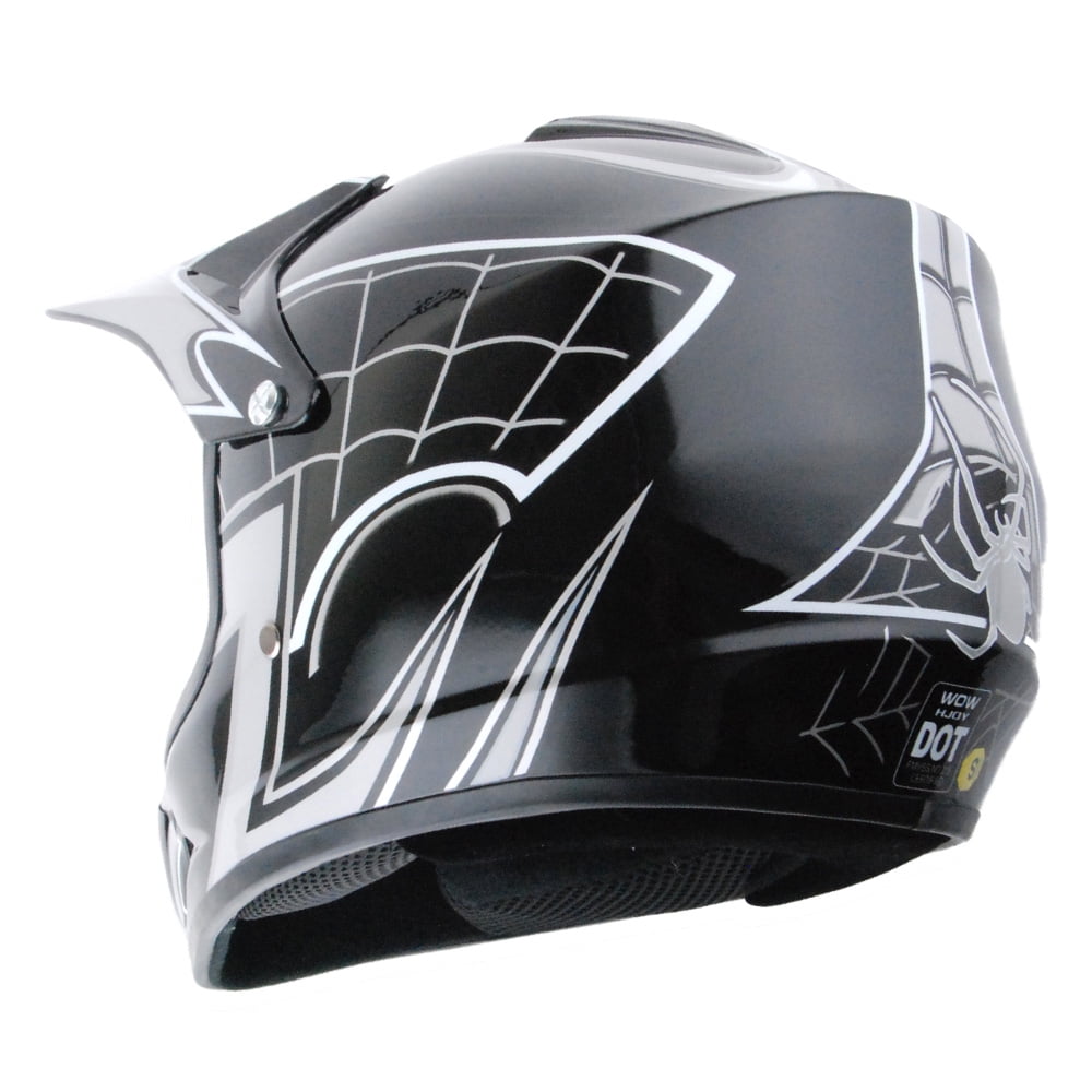 WOW Youth Kids BMX MX ATV Dirt Bike Motocross Helmet JOYCLS Spider Web Black
