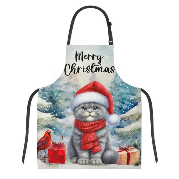 Merry Christmas Scottish Fold Enjoys Catmas Winter Xmas Holiday Apron Cat Lover Kitten Owner Gifts for Cooking Grilling Baking Painting Gardening - 02022