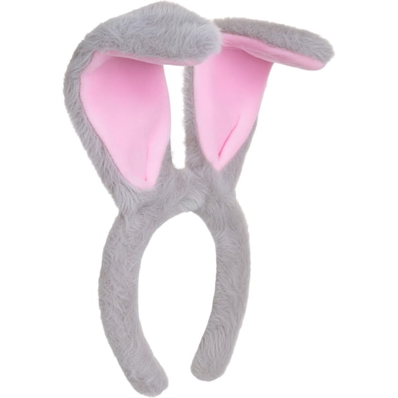 Gray Bunny Ears Headband Cute Plush Ears Headband for Easter Halloween Party Bunny Ear Accessories for Women
