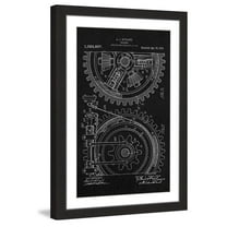 "Gears 1912 Black Paper" Framed Painting Art Print