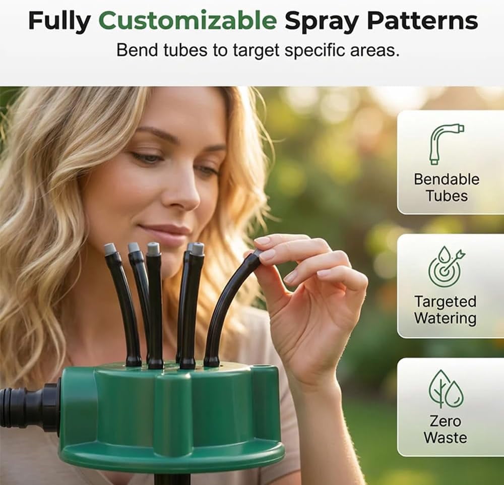 360° Coverage Precision Garden Irrigation Sprinkler, Automatic Rotating Lawn Sprinkler for Yard Large Area, with 1/2"、3/4"、1 Inch Connectors, Outdoor Irrigation Sprayer for Yard, Grass, Garden
