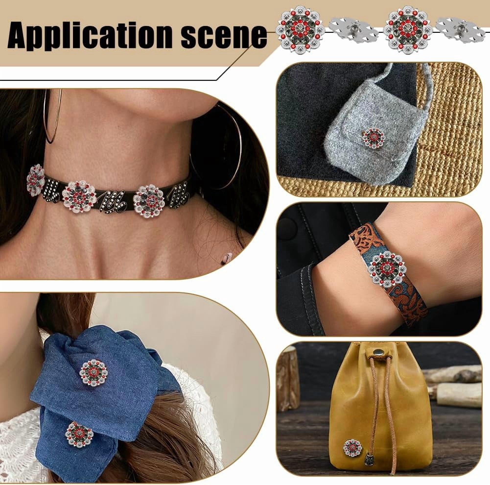 20 Pcs 37mm Screw Back Buttons Rhinestone Decorative Buttons Decorative Buckles for DIY Leather Accessories Wallets Belts Vests Bags Red for diy
