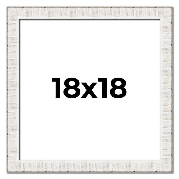 18x18 Frame White Sonoma Rustic Wood Picture Frame | 1.5 Inch Moulding Width | Complete with UV