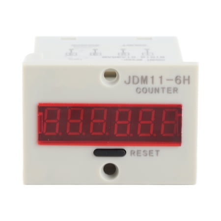 Yajisi JDM11-6H No Voltage Counter 6 Digits Electronic LED Digital Display Pulse Generator Relay AC/DC 12V for Industrial Use Accurate Measurement 0-999999 Range Memory Function Compact Design