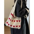 thumbnail image 3 of Crochet Tote Heart Tote Handbag Tote Y2K Accessories Shoulder Bag Heart Tote Hobo Bag Y2k Knitting, 3 of 7