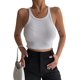 thumbnail image 3 of Camiseta sin mangas corta sin mangas para mujer, ajustada, cuello redondo, tejido acanalado, camiseta corta básica, camisetas, L TUNC Sencillez, 3 of 5