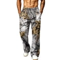 thumbnail image 2 of Camo Wide Leg Sweatpants for Men Loose Streetwear Jogger Pants with Hand Pockets for Outdoor Hunting Bronze M, 2 of 7