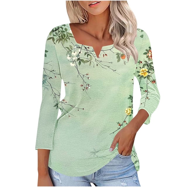 Chandail à Capuche Oversize pour Femmes, Chandail à Manches 3/4, Col en V, Mode Imprimée, Haut Décontracté Ample, T-Shirt, Chandail en Molleton Col Rond, Grande Taille, Multicolore
