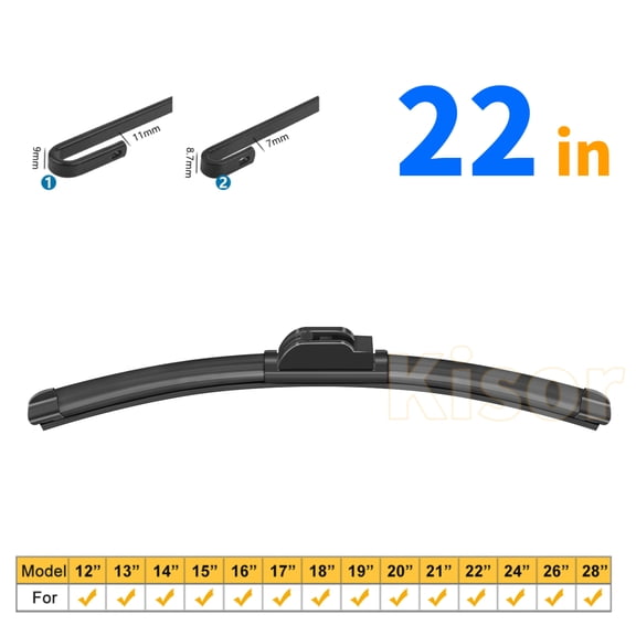 Kisor 1 Pack Wiper Blade 22" Beam All Season High Performance Windshield Wiper Blade Universal Fit Most Cars (Pack of 1), Y39A1N7S